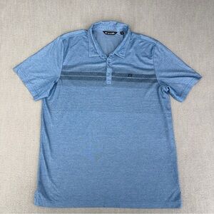 Travis Mathew Mens XXL Golf Polo Shirt Blue Short Sleeve Pima Cotton Stripe